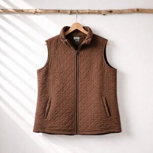 Vintage El Huarache Cottons Quilted Vest Womens XL Brown Full Zip Cabin Gorpcore